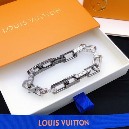 Louis Monogram Black Gold Chain Bracelet
