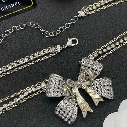 CC Bow Tie Diamond Chain Necklace
