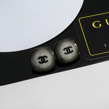 CC Black Square Earrings