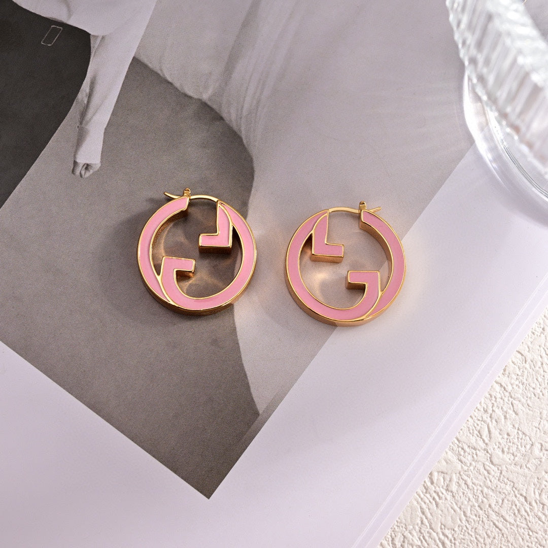 GG Pink Hollow Earrings