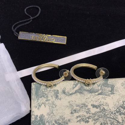 CC Pave Pearl Gold Earrings