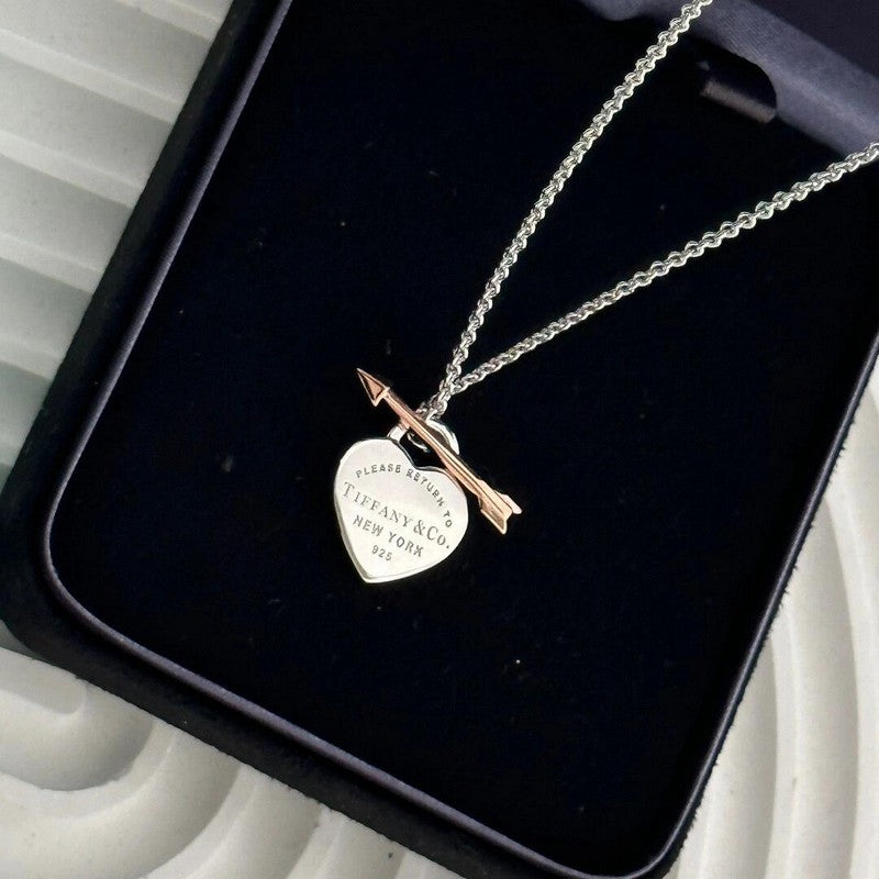 Tiff Heart Bow Necklace
