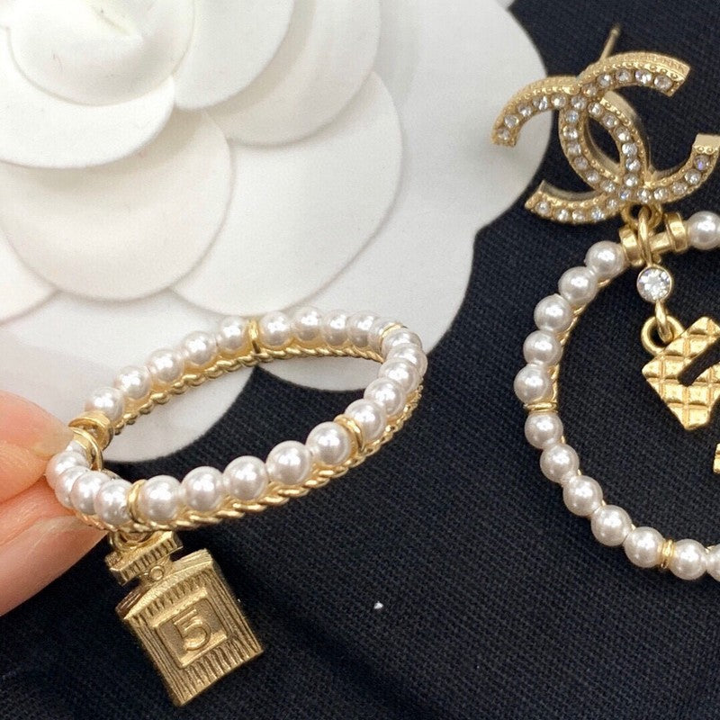 CC N.5 Pearl Big Earrings