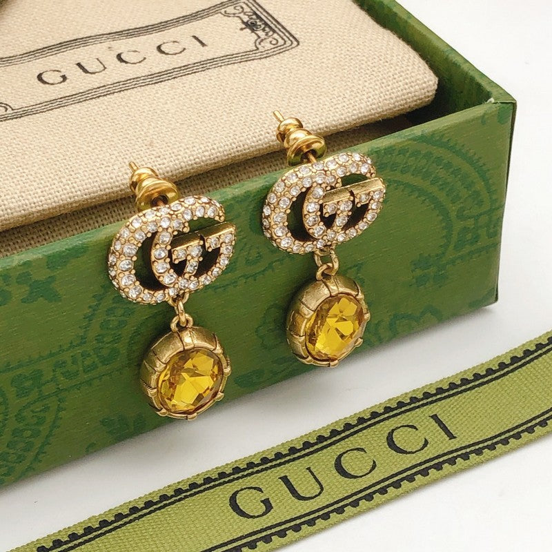 GG Yellow Crystal Diamond Earrings