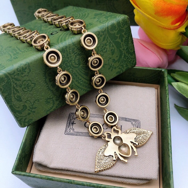 GG Bee Diamond Chain Choker Necklace
