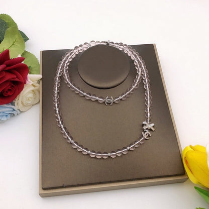 CC Pink Crystal Long Necklace