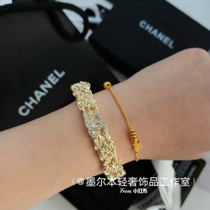 CC Flower Diamond Cuff Bracelet