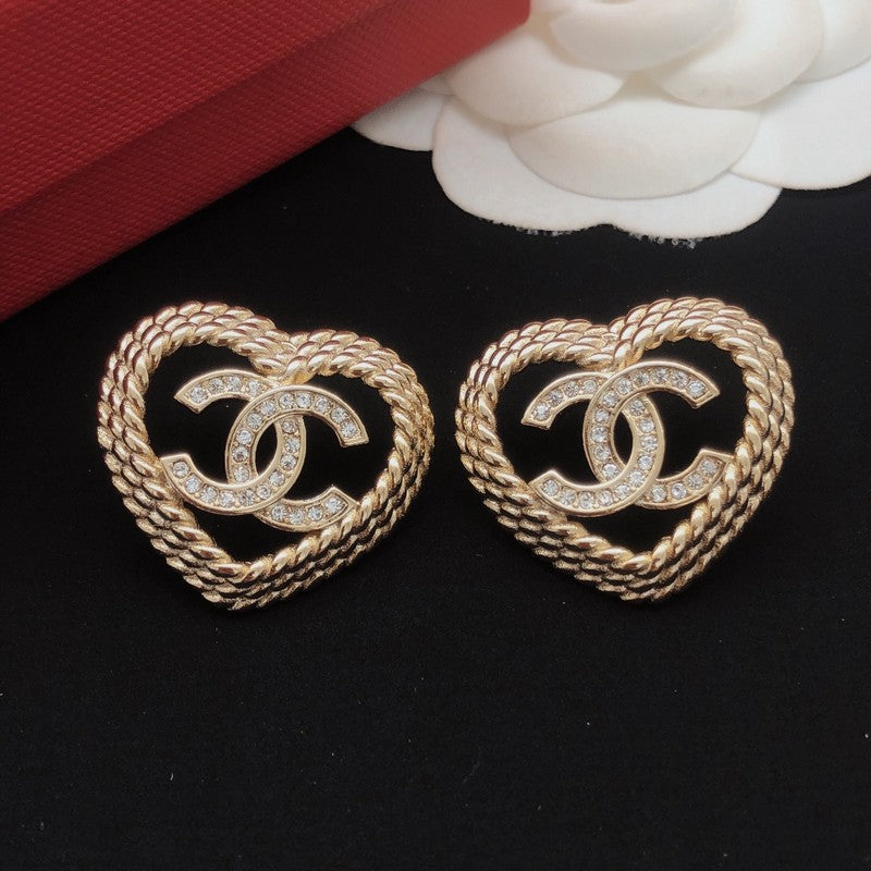 CC Heart Diamond Earrings