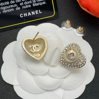 CC Heart Diamond Earrings