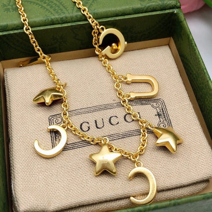 GG Red Star Crystal Chain Necklace