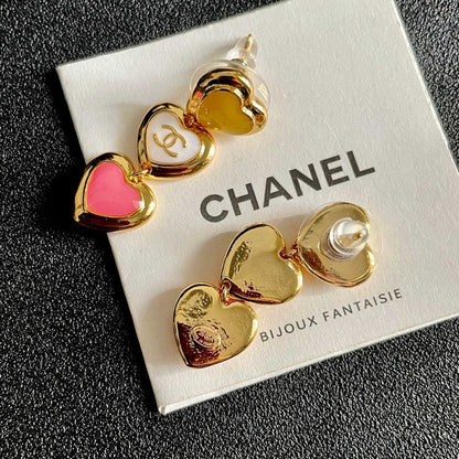 CC Three Heart Drop Earrings