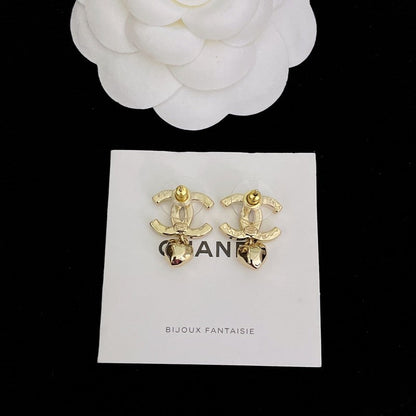 CC Diamond Heart Pendant Earrings