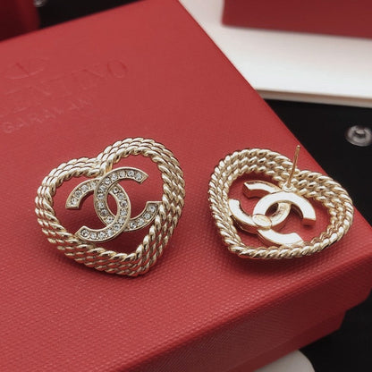 CC Heart Diamond Earrings