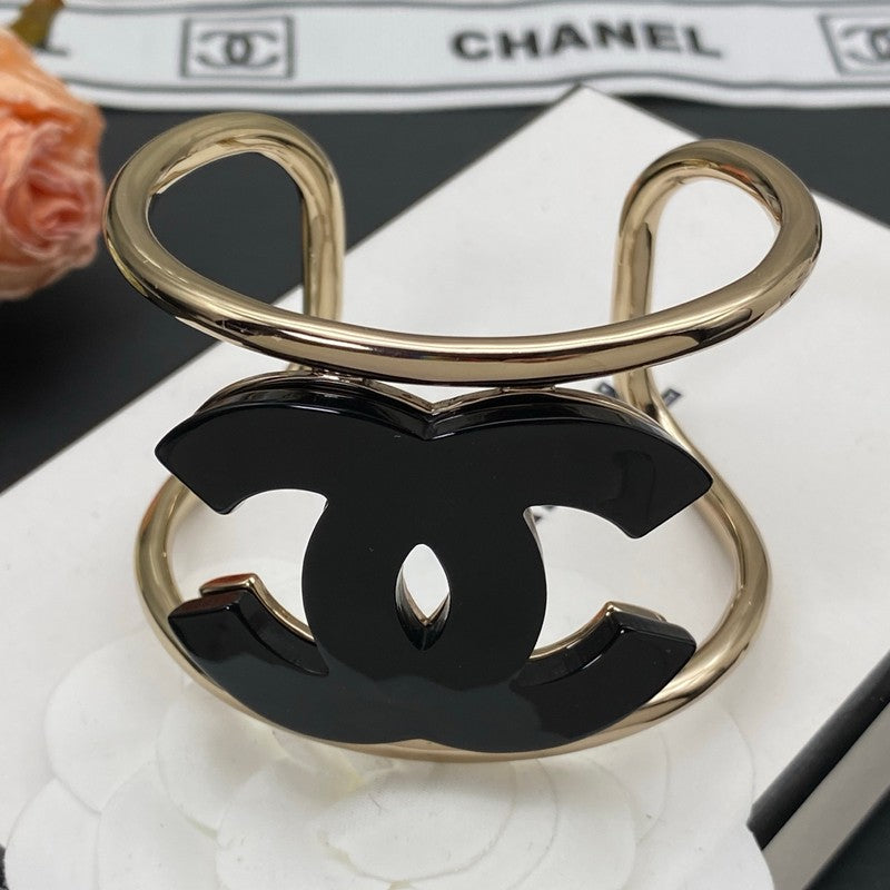 CC Black & White Gold Cuff Bracelet