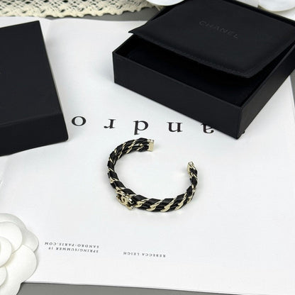 CC 26C Black Leather Cuff Bracelet