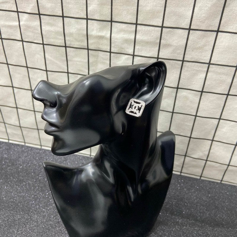 CC Pave Diamond Square Earrings