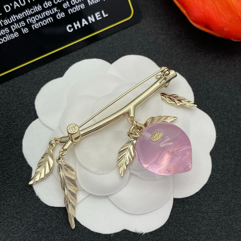 CC Pink Crystal Heart Brooch