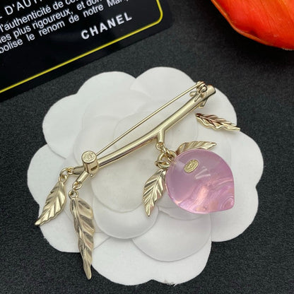CC Pink Crystal Heart Brooch