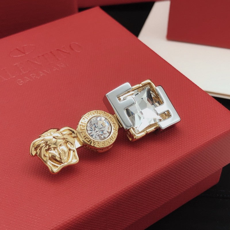 Vers Crystal Gold Brooch