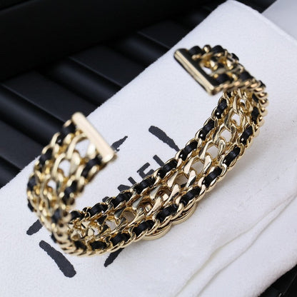 CC Strass Leather Bracelet