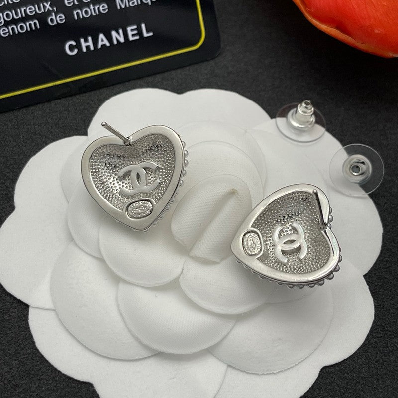 CC Heart Diamond Earrings