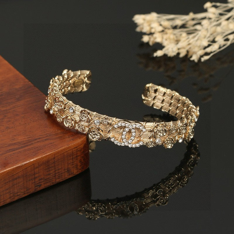 CC Flower Diamond Cuff Bracelet
