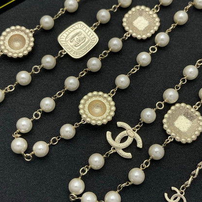 CC Red Crystal Pearl Long Necklace