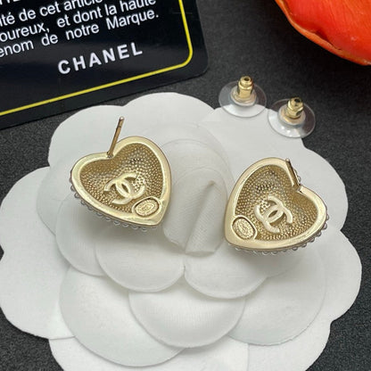 CC Heart Diamond Earrings