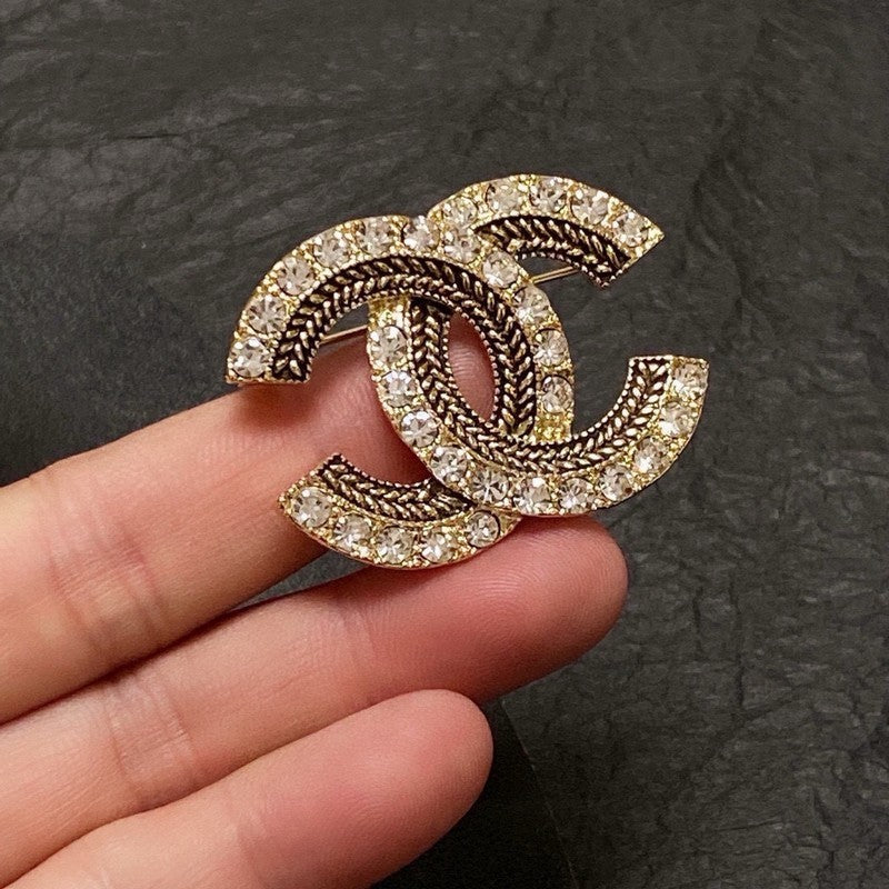 CC Diamond Gold Brooch