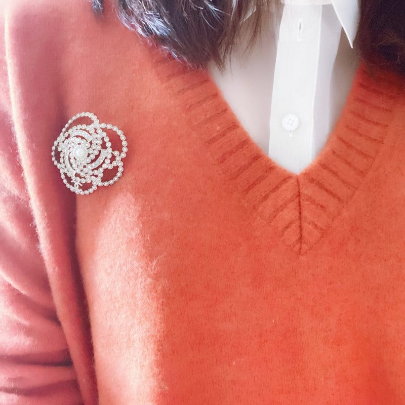 CC Camellia Pearl Brooch