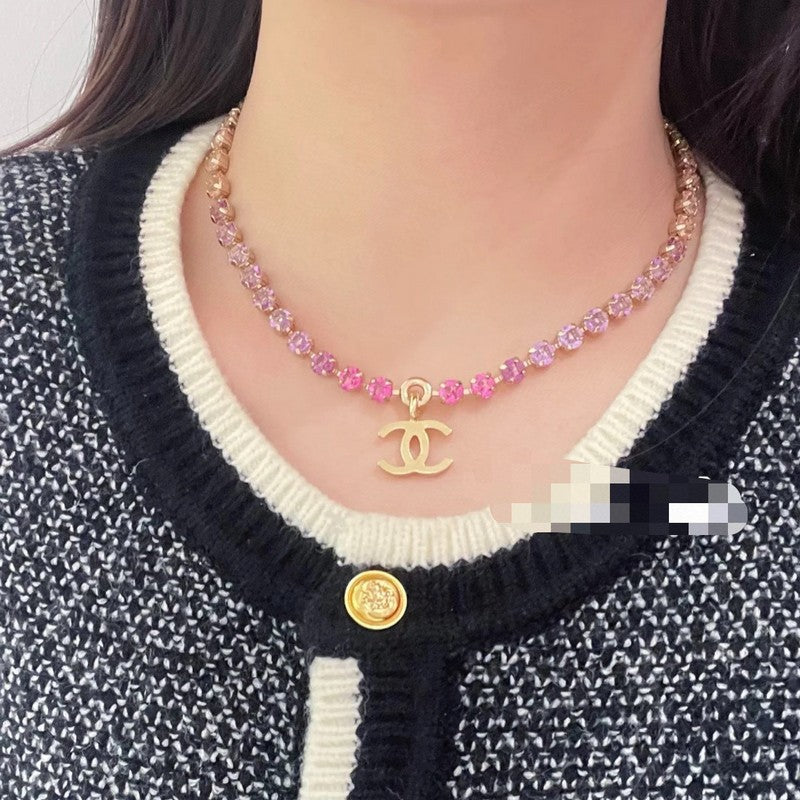 CC Pink Crystal Necklace