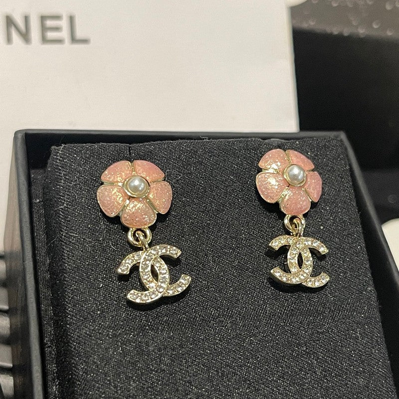 CC 26C Pink Camellia Diamond Earrings