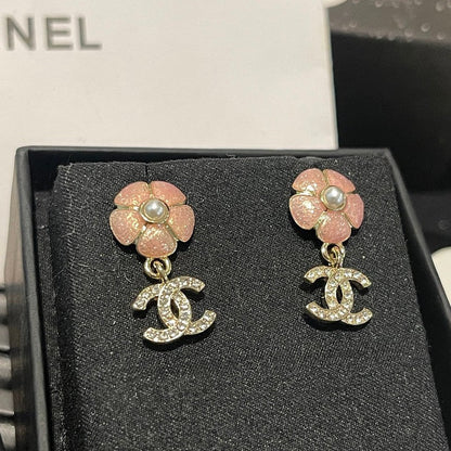 CC 26C Pink Camellia Diamond Earrings