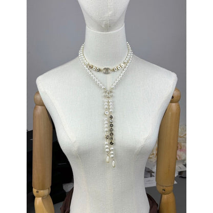 CC Long Tassel Pearl Necklace