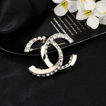 CC Pave Diamond Gold Brooch