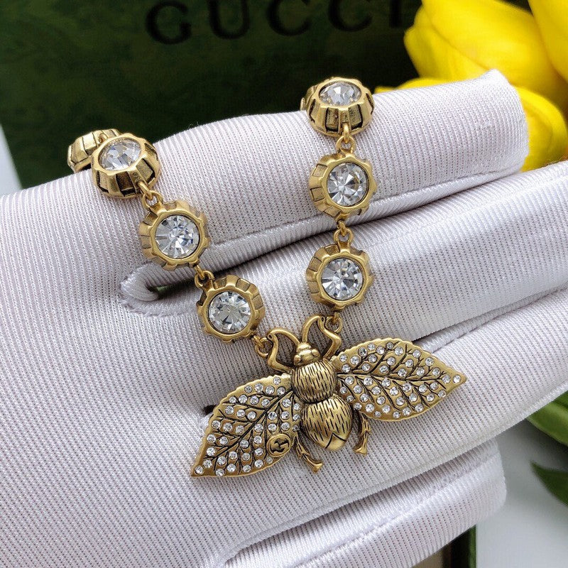 GG Bee Diamond Chain Choker Necklace