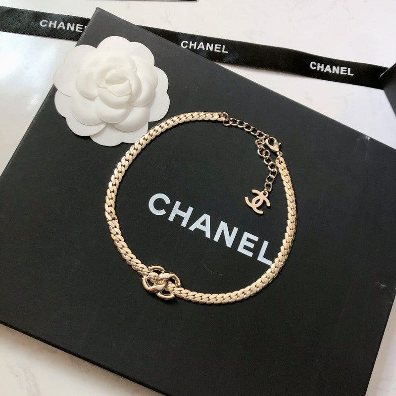CC 25A Snake Pattern Gold Chain Necklace