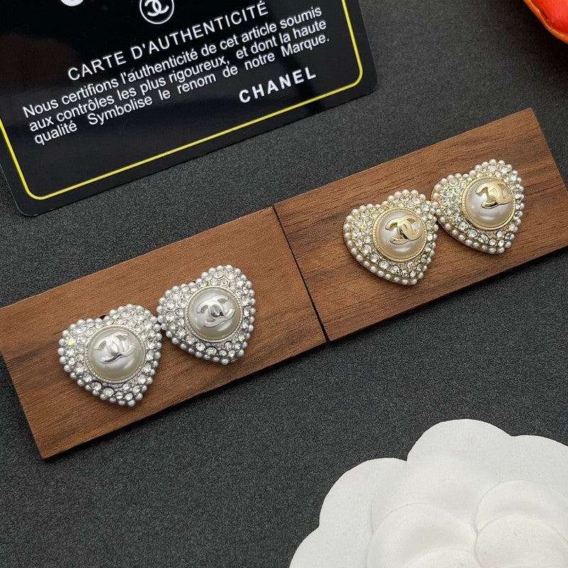CC Heart Diamond Earrings