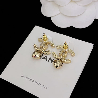 CC Diamond Heart Pendant Earrings