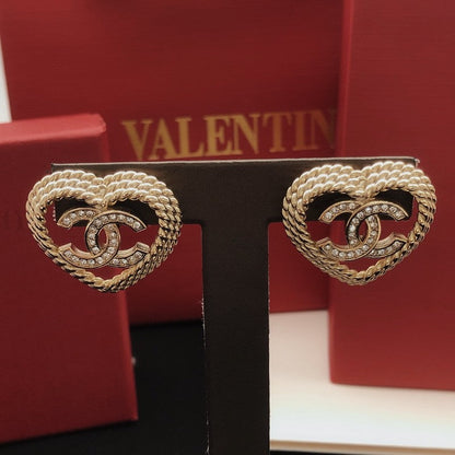 CC Heart Diamond Earrings