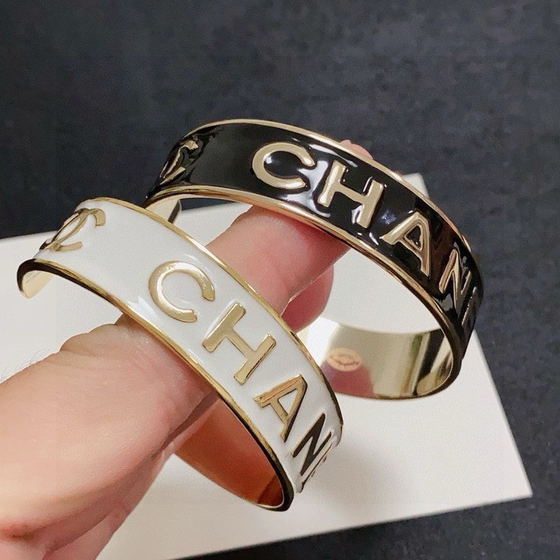 CC Black & White Wide Cuff Bracelet