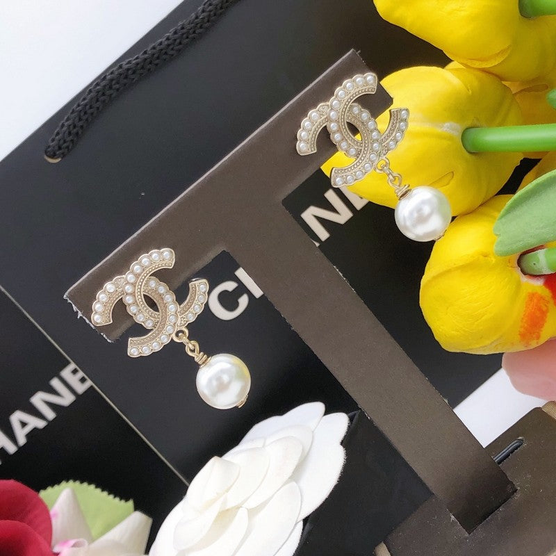 CC Pearl Drop Earrings