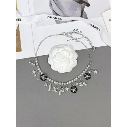 CC 26C Black Enamel Camellia Necklace