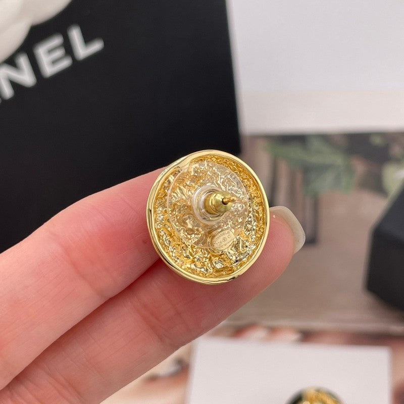 CC Yellow Gold Diamond Earrings