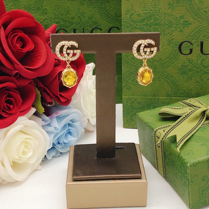 GG Yellow Crystal Diamond Earrings