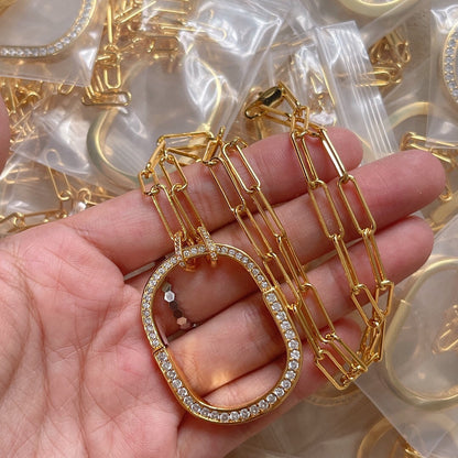 Tiff Lock Pendant Pave Diamonds Necklace