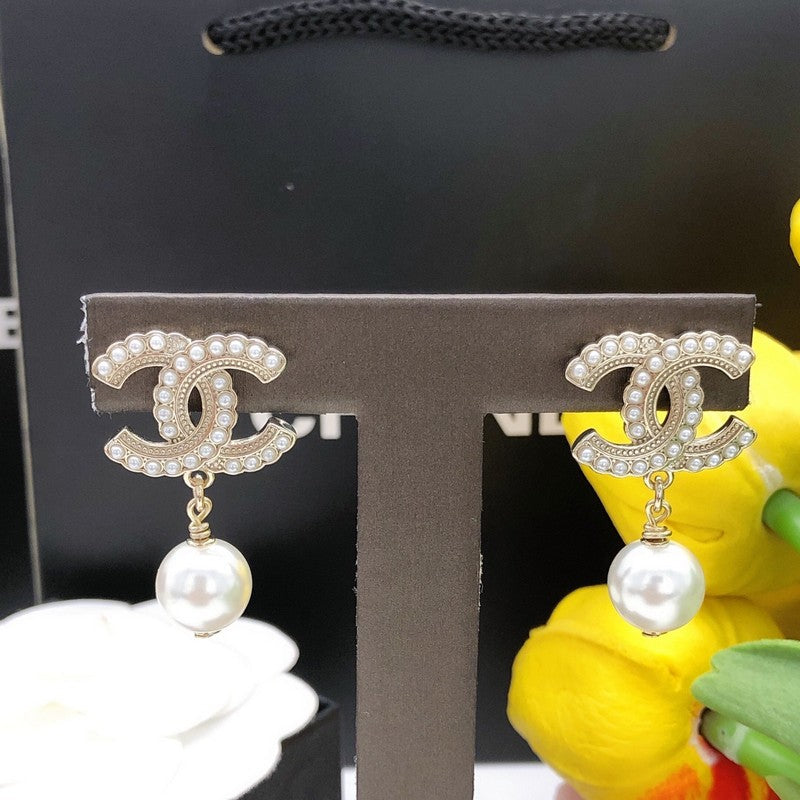 CC Pearl Drop Earrings
