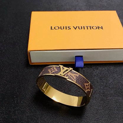 Louis Monogram Wide Leather Bracelet