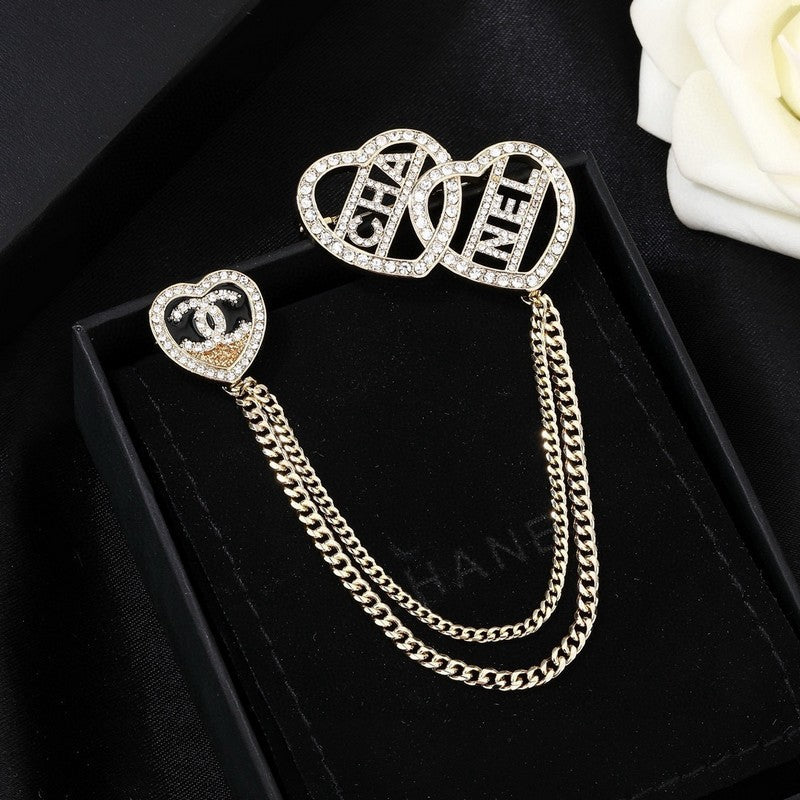 CC Triple Heart Chain Brooch