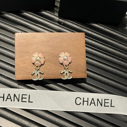 CC 26C Pink Camellia Diamond Earrings